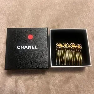 Authentic Chanel COCO Hair Accessory CHANEL COCO Mark Flower Lace Hair Clip Barrette White Black  main image 3